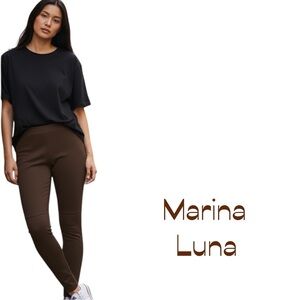 Marina Luna Brown Vegan Suede Pants Size 10